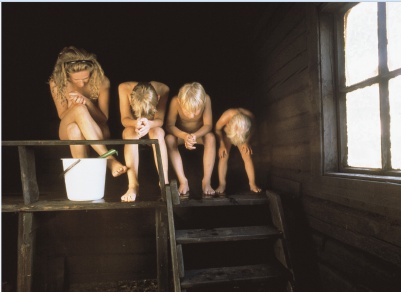 Family sauna naked